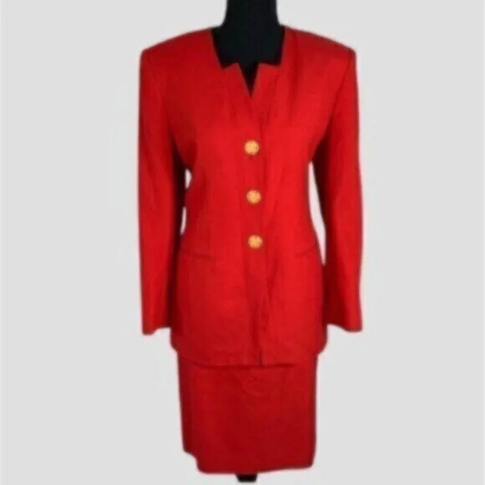 Stirling Cooper Red Vintage Two Piece Skirt Suit Set